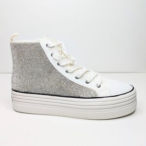Steve Madden Berker Rhinestones High Top Platform Side Zip Women's Size 10
